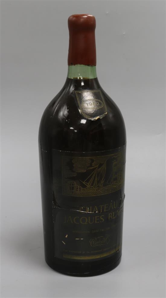 One super magnum (250cl) of Chateau Jacques Blanc, St Emilion, 1962, limited cuvee, no. 007136/10000.